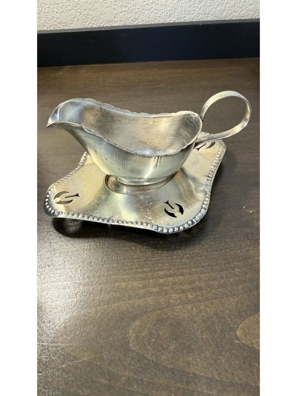 Vintage 2 Piece- Silver-Plated Gravy Boat & Under Plate Set Celtic Design